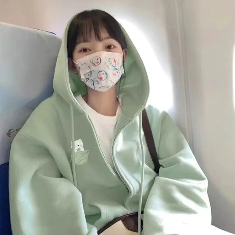 

Kawaii корейские милые толстовки женские с милым мультяшным принтом в консервативном стиле винтажные толстовки повседневные свободные женские верхняя одежда с длинными рукавами