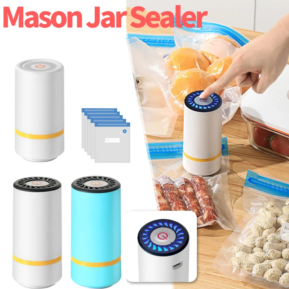 Portable Mason Jar Vacuum Sealing Machine Food Storage Vacuum Sealing Machine Heat Resistant Wear-Resistant for Sauces Jams Nuts