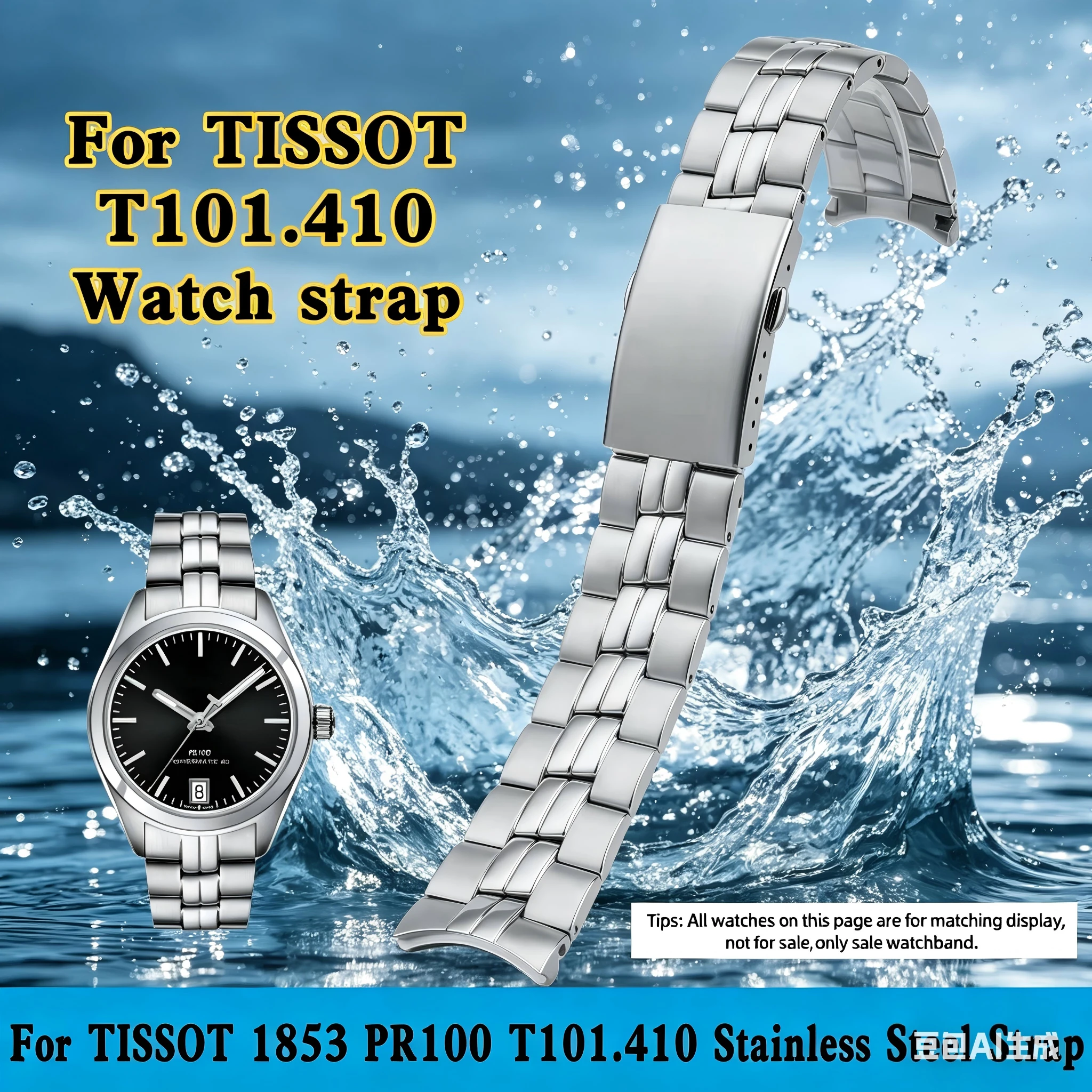 Strap 20mm For Tissot 1853 T101410 Stainless Steel Bracelet Men's T010.417 PR100 Waterproof Metal Watch Band T101  Watch Chain
