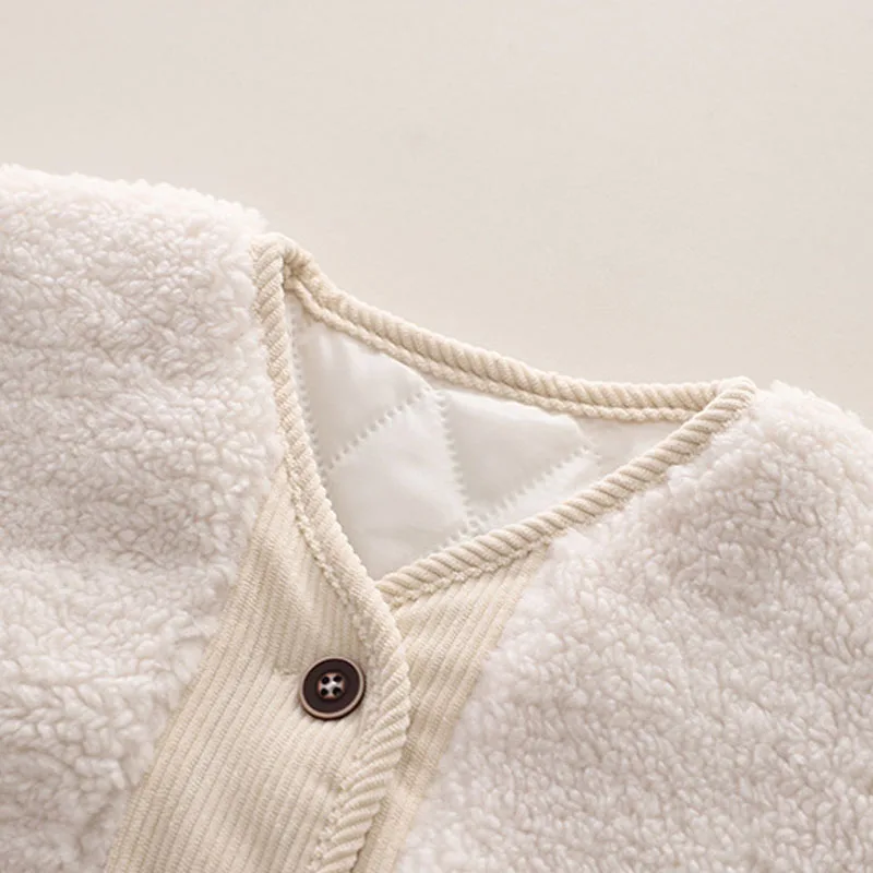 2024 Girls' Winter Clothes Coat Bear Scarf Padded Children'S Jackets Cute Outerwear For Kids Clothing Girl Long Sleeve Buttons image 3