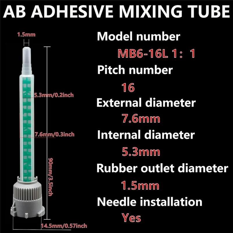 

A26F-50Pcs Epoxy Adhesive Mixing Nozzle Static Mixing Nozzle Mb6-16 Mixing Tube (1:1Ratio) For AB Glue Liquid Mixer