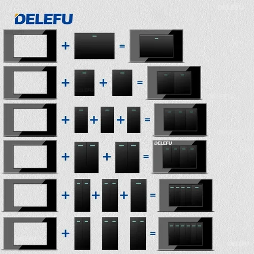 Imagen 2 del producto DELEFU Brasil Italia EE. UU. UE estándar combinación libre interruptor DIY negro 118mm * 72mm
