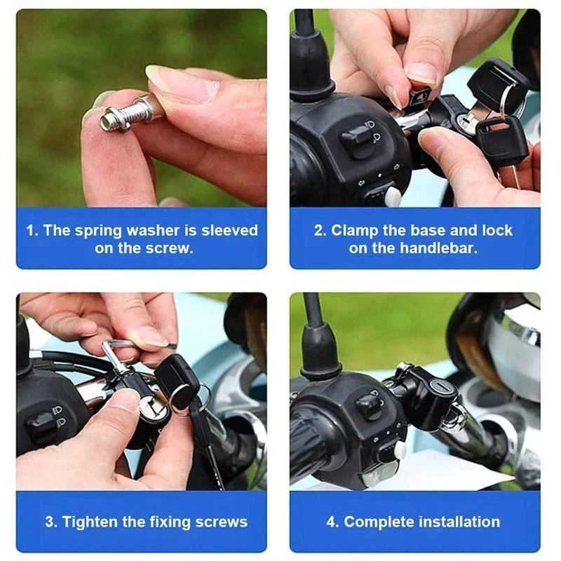 Universal Motorcycle Helmet Lock Anti-Theft Fixed Lock Handlebar Mount Bicycle Electric Motorbike Security Lock Accessories