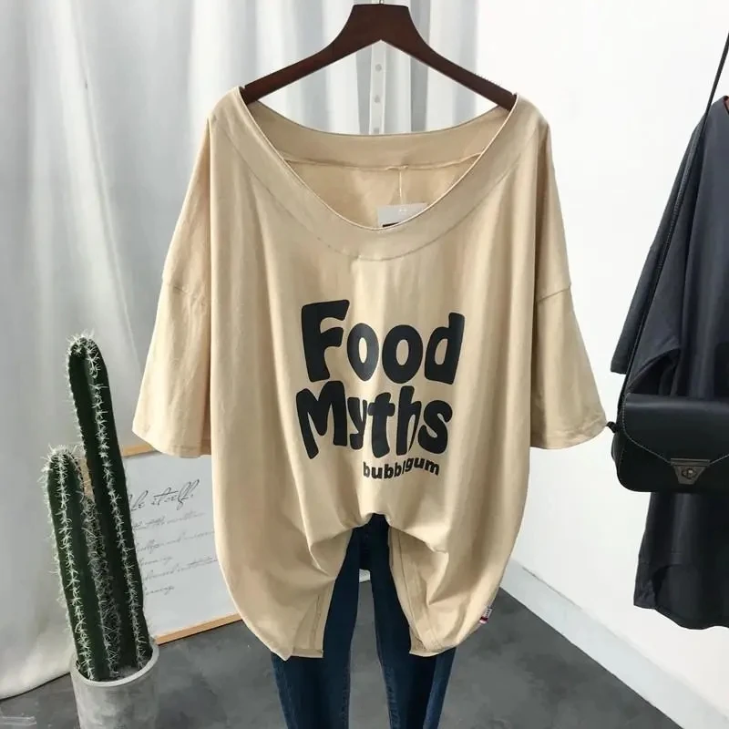 Plus Size 5XL 150kg Summer T-shirts Woman clothing Short Sleeve Oversized Tops for Women Female Tees Harajuku T-shirt