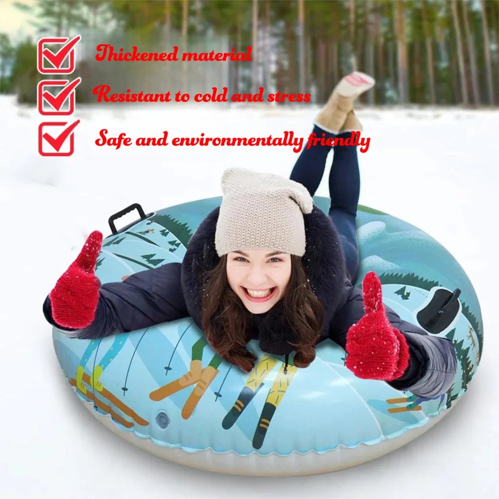 PVC Cold-Resistant Inflatable Snowboard & Snow Tube - Winter Outdoor Sledding Set with Handles for Kids & Adults
