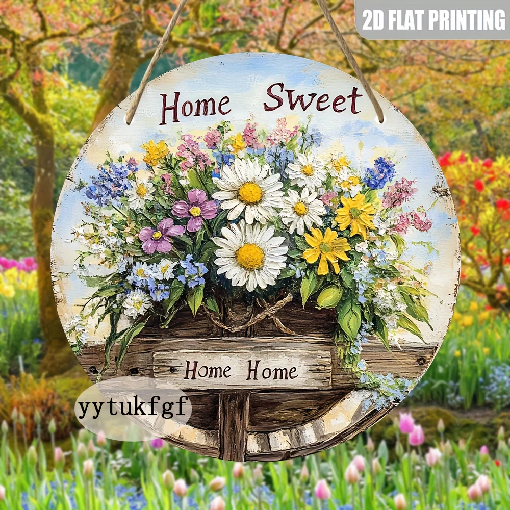 2D Flat, 1pc Daisy Wheel Sweet Home Wall Decor - 8