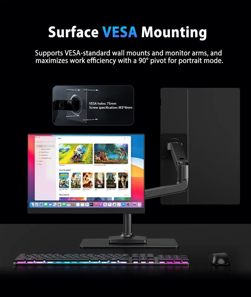 Monor portatile OLED UPERFECT da 15,6 pollici 4K UHD 60Hz Display da gioco 500 Ns 100% DCI-P3 Contrasto 100000:1 per laptop Mac PS4/5 Game 7 Monor portatile OLED UPERFECT da 15,6 pollici 4K UHD 60Hz Display da gioco 500 Ns 100% DCI-P3 Contrasto 100000:1 per laptop Mac PS4/5 Game 7