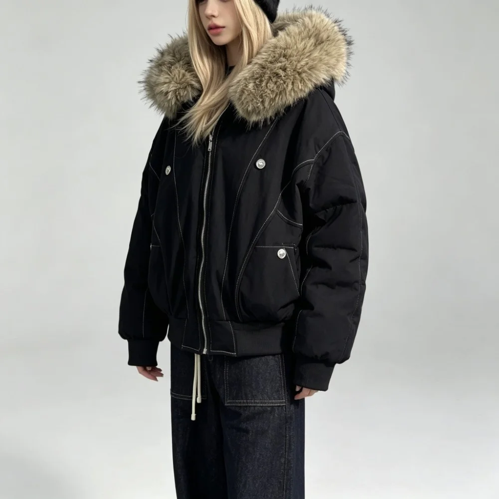 Women's Medium Elastic Cotton Jacket with Fleece Lining Hood and Faux Collar Designed for Summer Outdoor Adventures