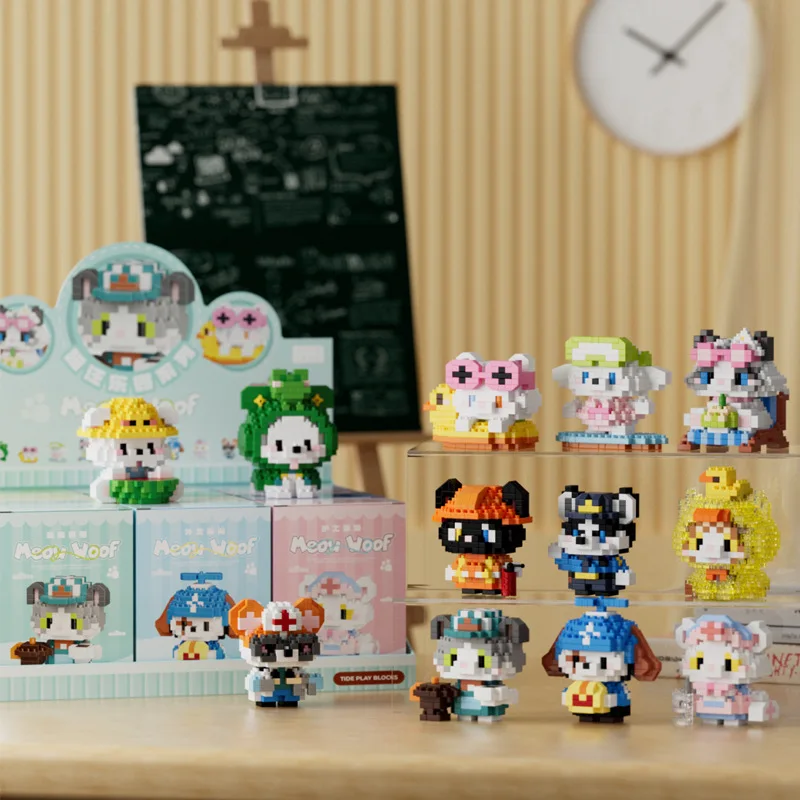 New 24 Styles Kawaii Pet Cat/Dog Small Particle Building Blocks Educational Room Decoration Children\'s Christmas Gifts