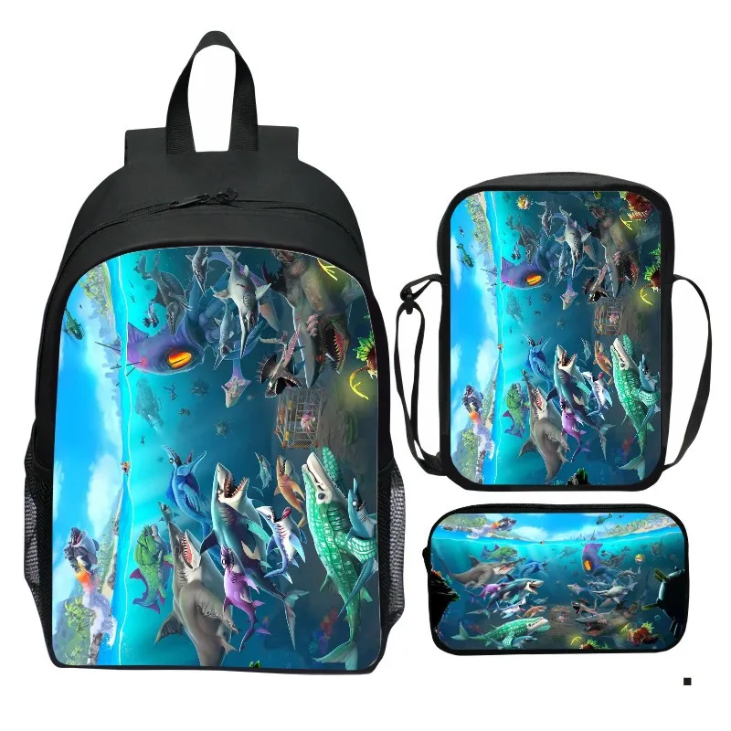 Printed animal shark set backpack cartoon backpack small shoulder bag pen bag DIY to picture one piece customization