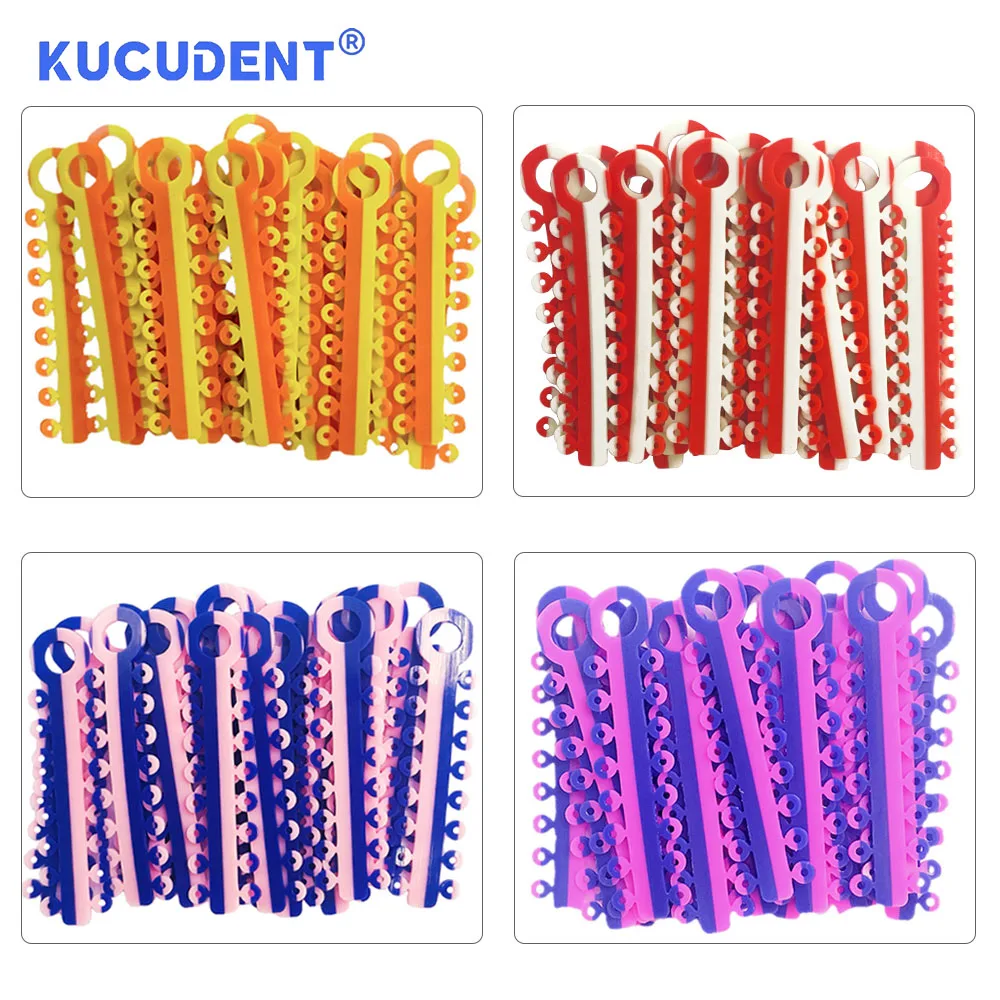 KUCUDENT 320 Banden = 20 Sticks Tandheelkundige Elastische Ligatuur Banden Elastiekjes voor Tanden Bretels Orthodontische Leagues Elastomere Ringen