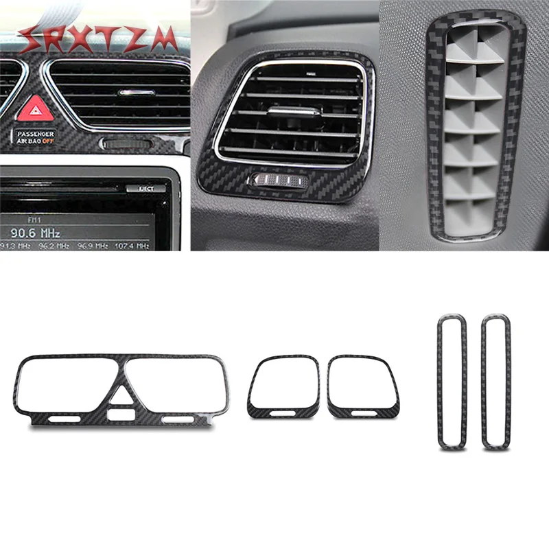 Car Styling Carbon Fiber Ac Outlet Trim Refit Air Frame Stickers Covers Interior For Lhd Volkswagen Scirocco Mk3 2009-2016