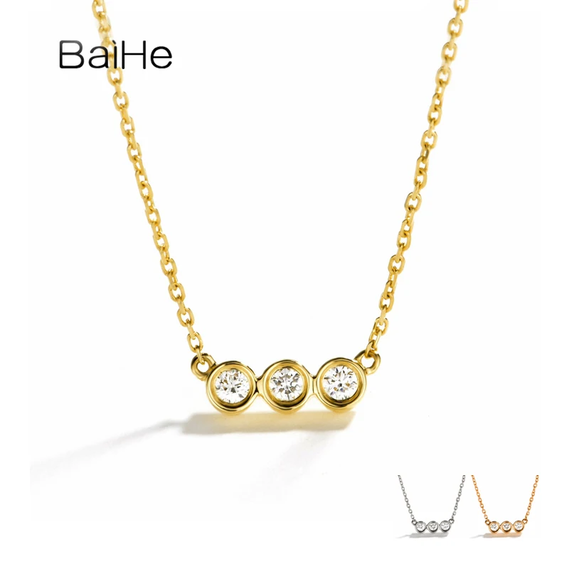 

BAIHE Real Solid 18K Yellow/White/Rose Gold H/SI Natural Diamond Necklace Women Men Trendy Engagement Fine Jewelry سلسلة الماس