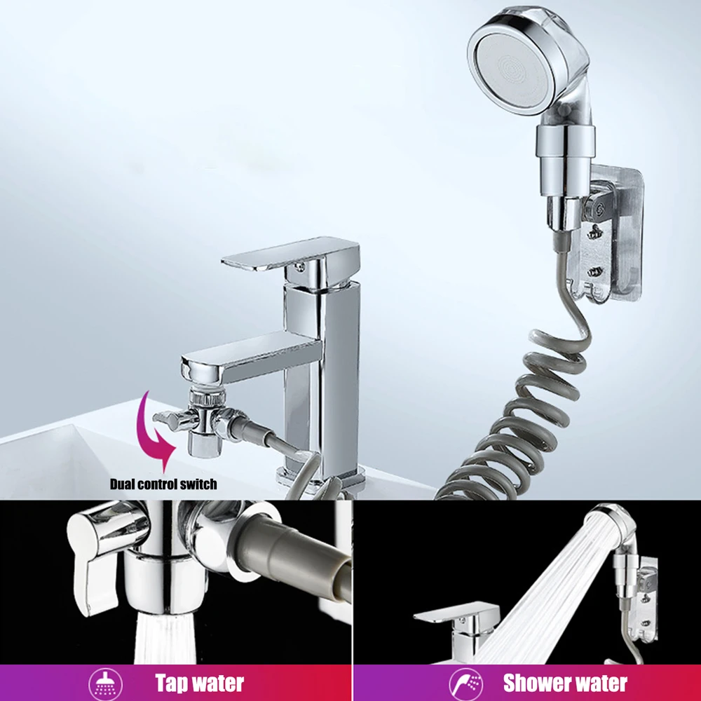 

Adjustable Rainfall Shower Head Set Portable High Pressure Shower Head with Hose for Kitchen Hotel Bathroom Accessories Use