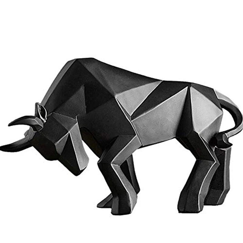 Resin Wall Street Bull Statue Bison Sculpture Decoration Abstract Animal Figurine Room Desk Home Study Decor Ornaments Gift