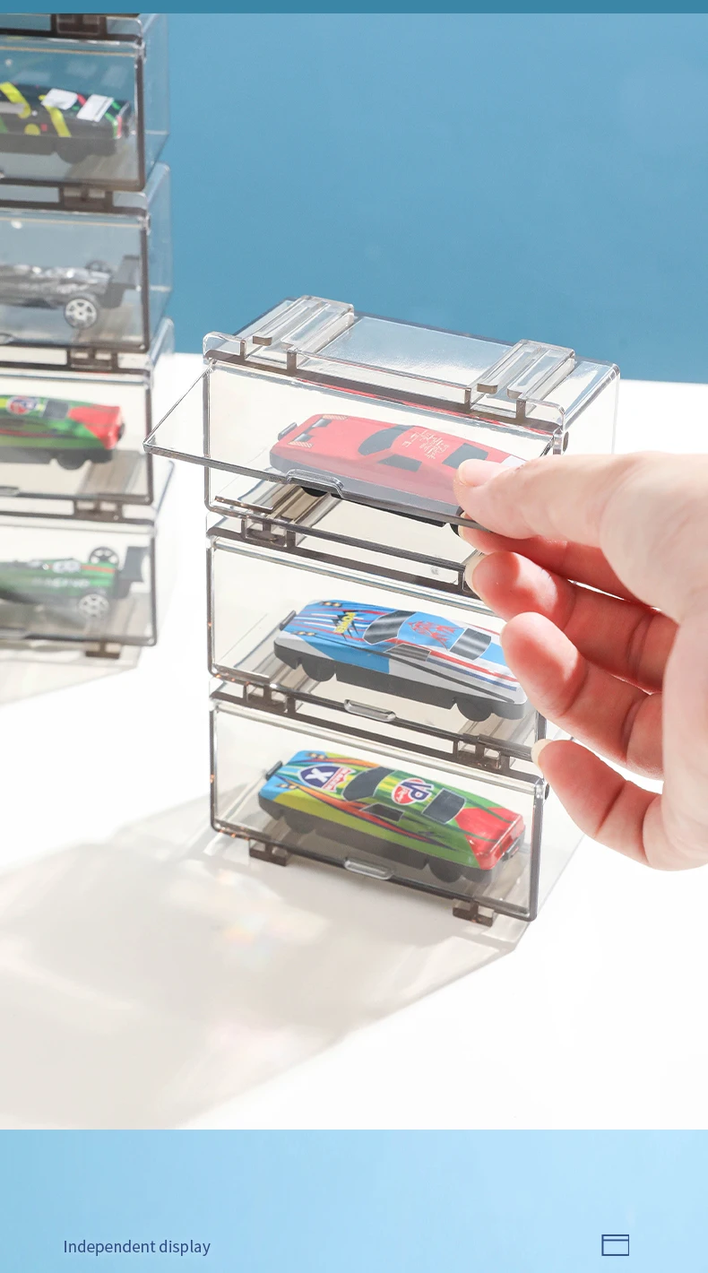 Acrylic Transparent Storage Box for Hot Wheels 1/64 Car Model Parking Lot Sorting Stackable Toys for Boy Waterproof Display Rack