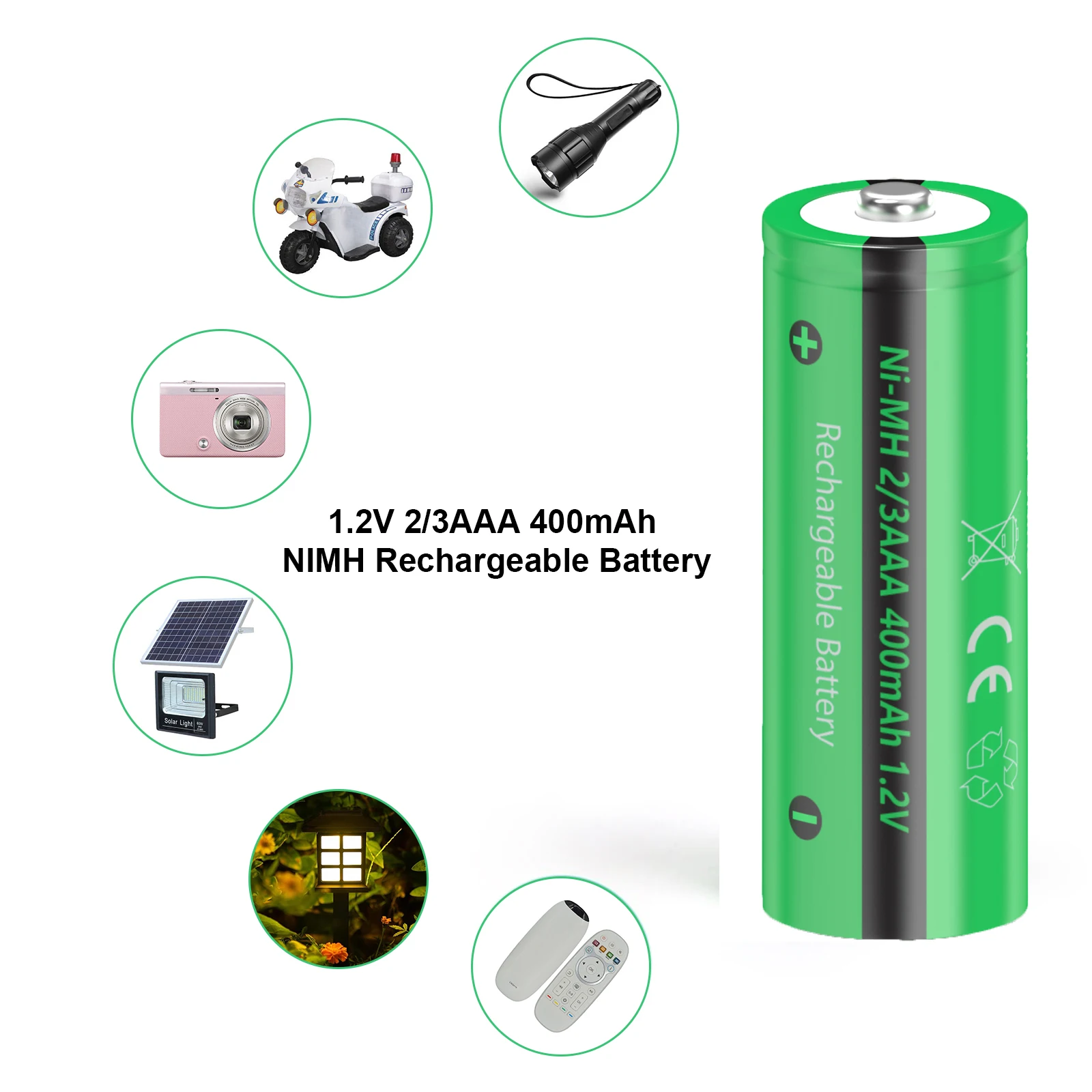 4/10/20PC PKCELL 1.2V 400mAh 2/3 AAA Ni-MH Rechargeable Battery Button top Solar Garden light Lamp Batteries