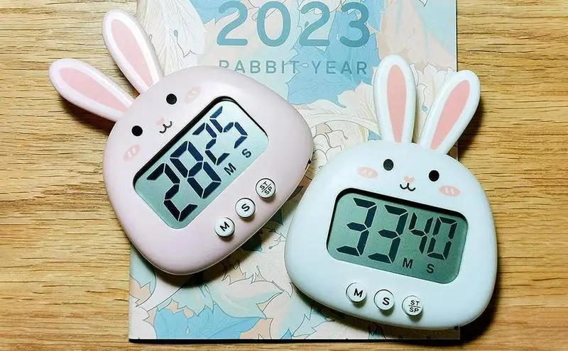 Digital Timer Funny Rabbit Shape LCD Digital Countdown Timer Magnetic Desk Timer Electronic Kitchen Timer For Cooking Baking