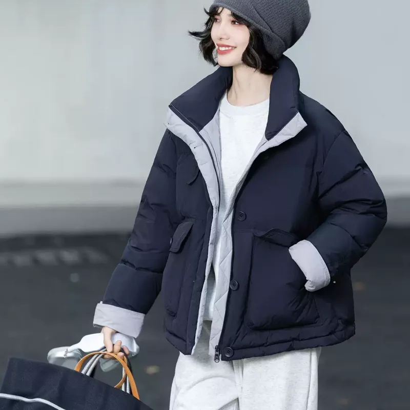 Veste en coton épissé pour femme, coupe-vent, col montant, nouvelle collection automne/hiver 2025