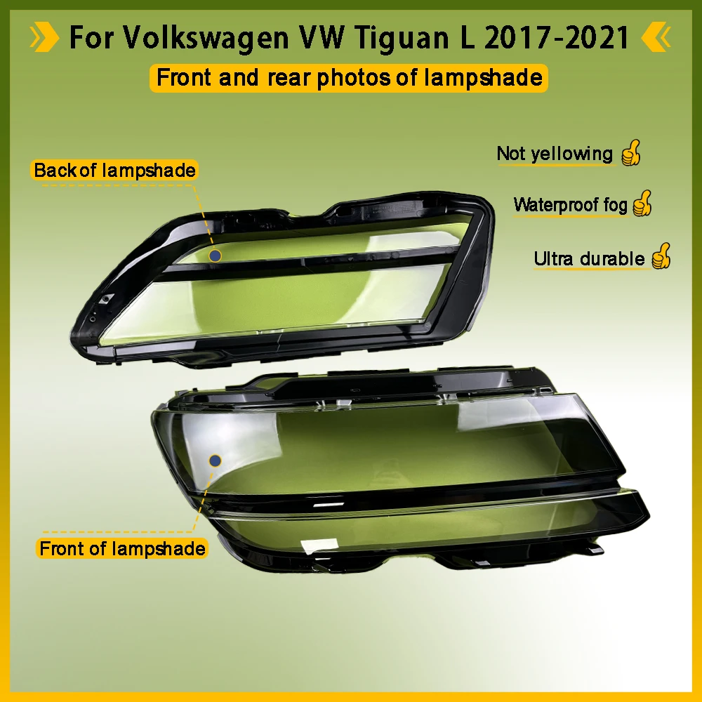 For Volkswagen VW Tiguan L 2017 2018 2019 2020 2021 Car Front Headlight Shell Lamp Shade Transparent Cover Replacement Headlamp