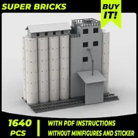 Farm Equipment Model Moc Building Bricks Grain Elevator And Silos Technology Modular Blocks Gift Christmas Toy DIY Sets Assembly