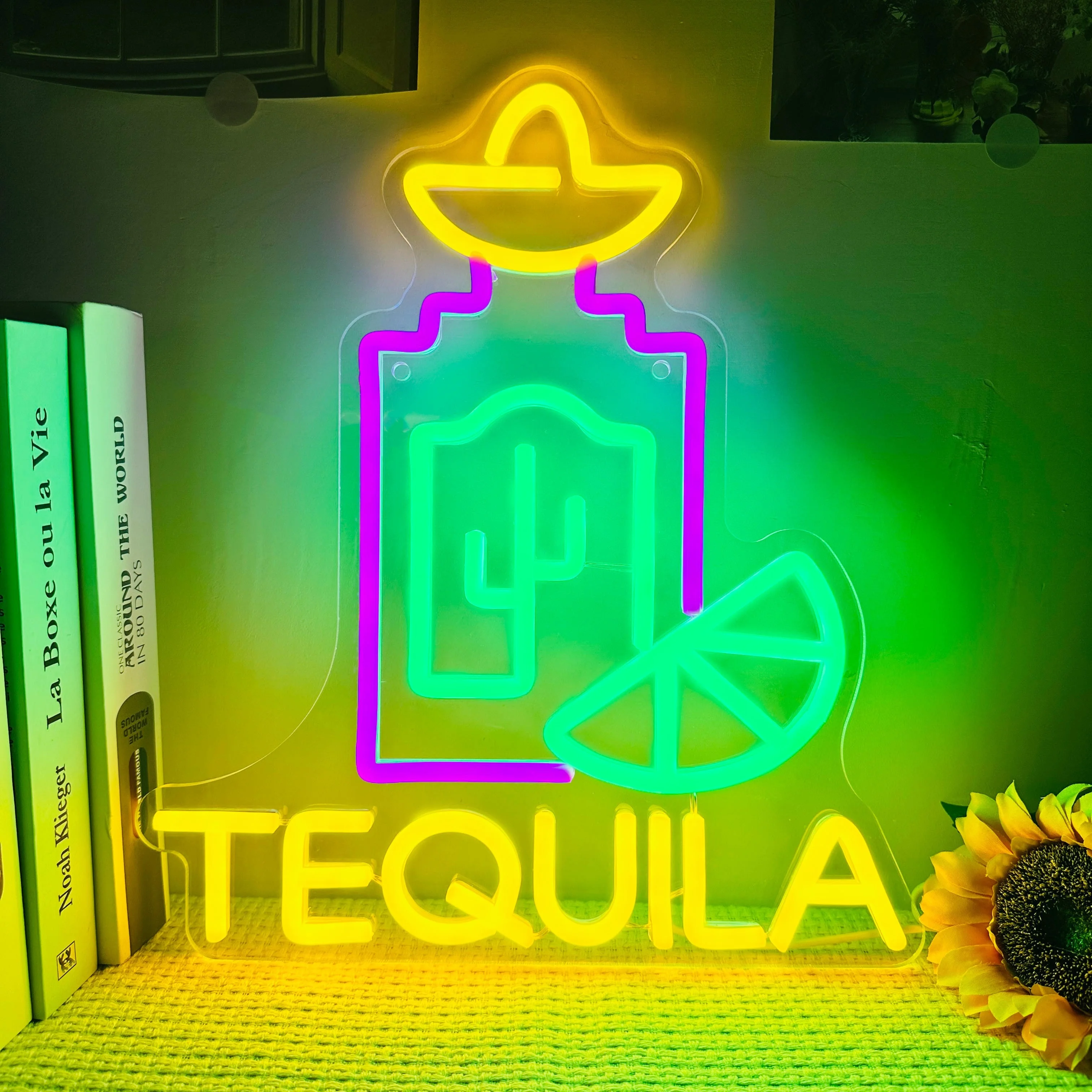 Tequila Passion Neon Sign Light - Vibrant Wall Decor, Home Bars, Parties, Eye-Catching, Easy Mount, 1Pc