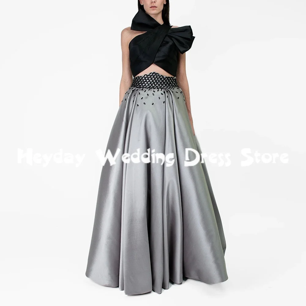

Heyday Women's One-shoulder Bow A Line Beaded Evening Dresses Sleeveless With Train Floor-Length Formal Elegant Dresses 2025