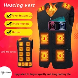 20 Heating Areas Vest Men's Winter New USB Electric Heating Warm Vest Women Infrared Intelligent Electric Heating Thermal Vest