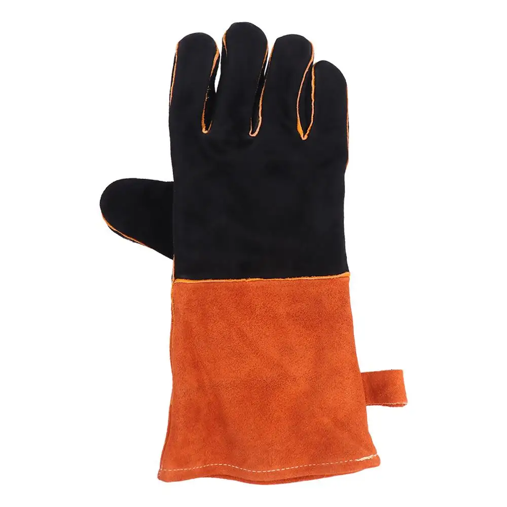 1 Pair Anti-Heat Leather Welding Gloves Cowhide Leather Labor Protection Work Safety Glove Heavy Duty Acid Resistance