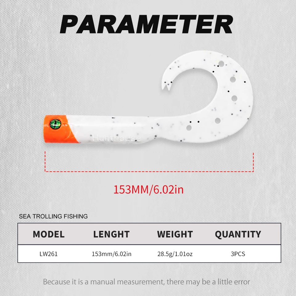 Hunthouse Twist 2.0 Soft Fishing Lure Single Tail Trailer Silicone Spinning 153mm 28.5g 3PCS Pike Barsch Zander Fish_voghion.com
