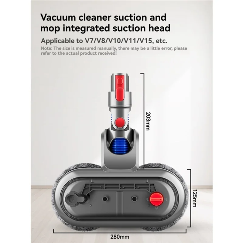 SANQ cabezal de mopa de suelo eléctrico para Dyson V7 V8 V10 V11 V15 piezas de aspiradora con 4 almohadillas de fregona y bloqueo de interruptor