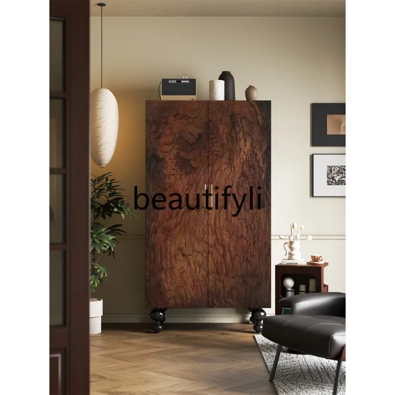 

French Retro Solid Wood Wardrobe New Model Cloakroom Wall-Mounted Storage Cabinet Entryway Organizer