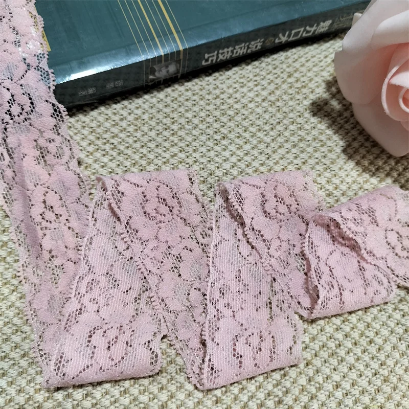 3.5cm S1770 pink elastic and soft lace trim which can be used for accessories and clothing