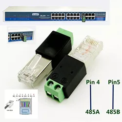 10pcs RJ45 Male to 485 2 Pin (4 5P) Screw Terminal Adapter Connector Splitter CCTV DVR