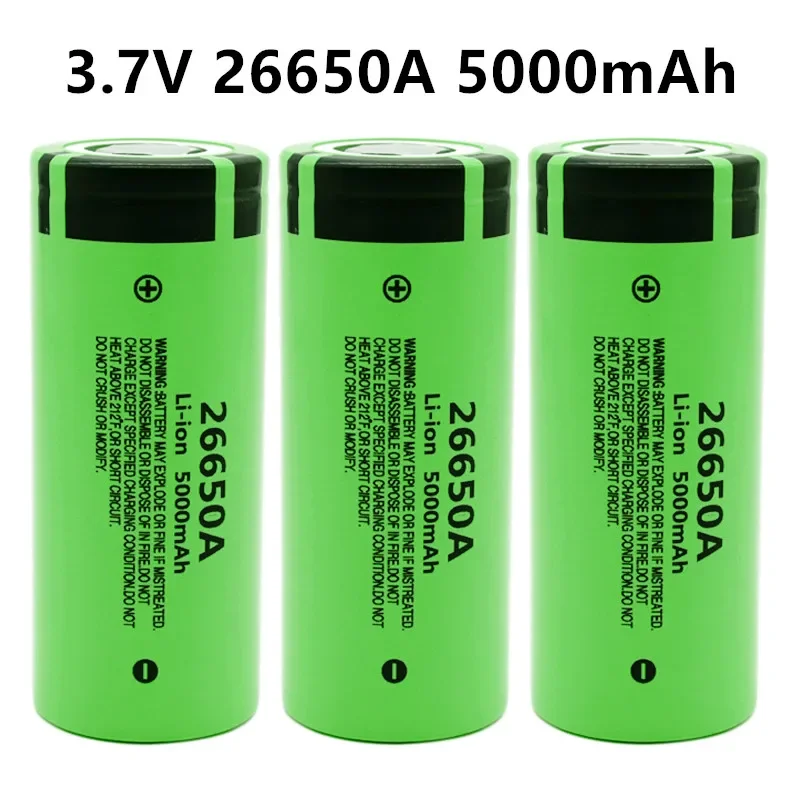 3.7 V 26650 Battery 5000mAh Li-Ion  for 26650A LED Flashlight Pack N