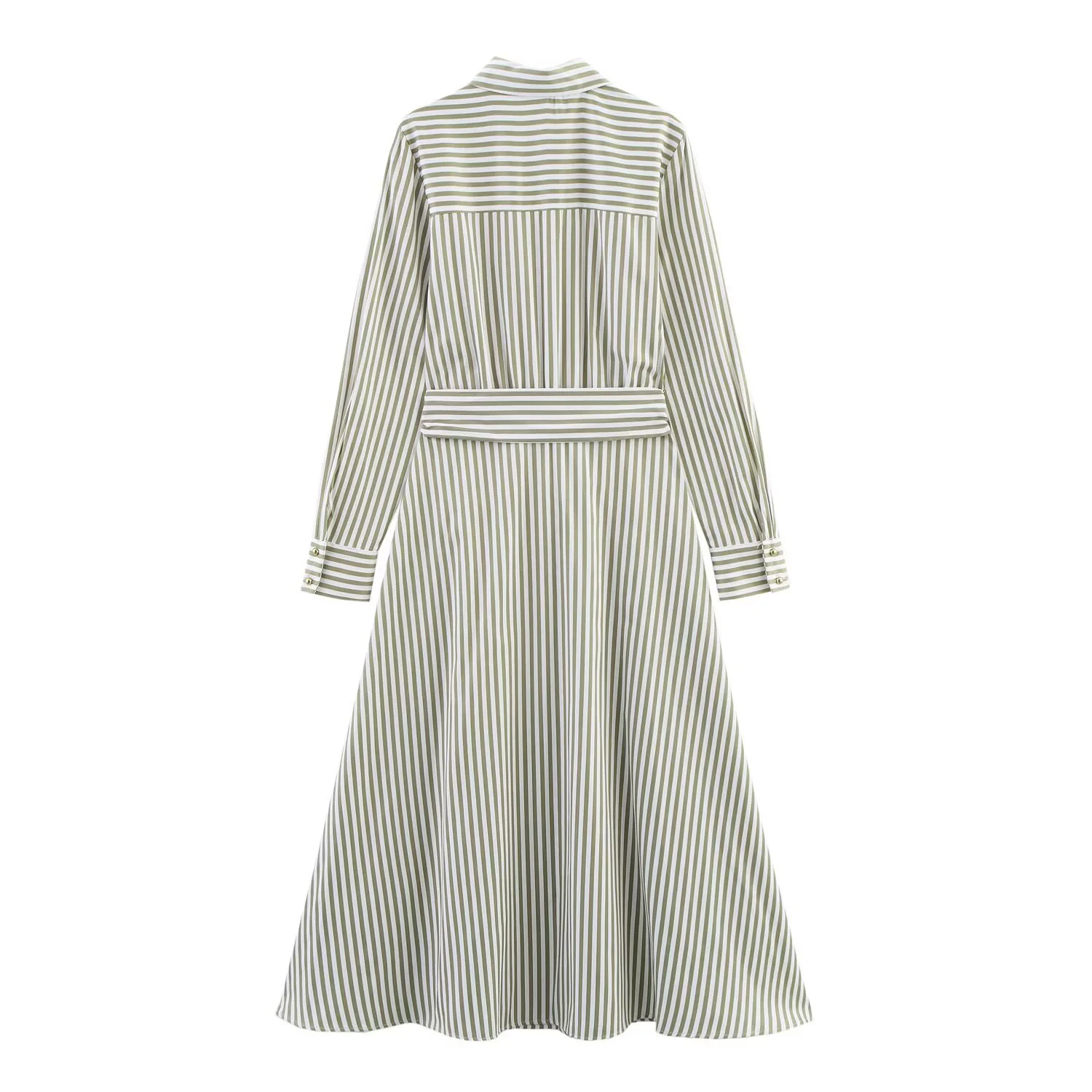 النسخة الكورية فضفاضة الصيف العنصر الجديد مع نمط شريط عمودي عارية الذراعين منتصف طول قميص تنورة قصيرة الأكمام التعادل الخصر اللباس