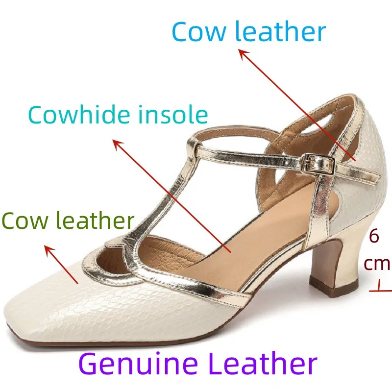 JOCHEBED hu】sandalo in vera pelle di marca donna punta quadrata tacchi alti fibbia con cinturino a T alla caviglia vera pelle moda colore misto 34-40