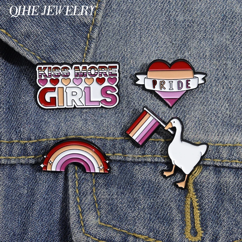 Lesbians Rainbow Series Enamel Pins Girls Like Girls Brooches Lapel Badges Backpack Accessories Jewelry Gift for Loves Friends