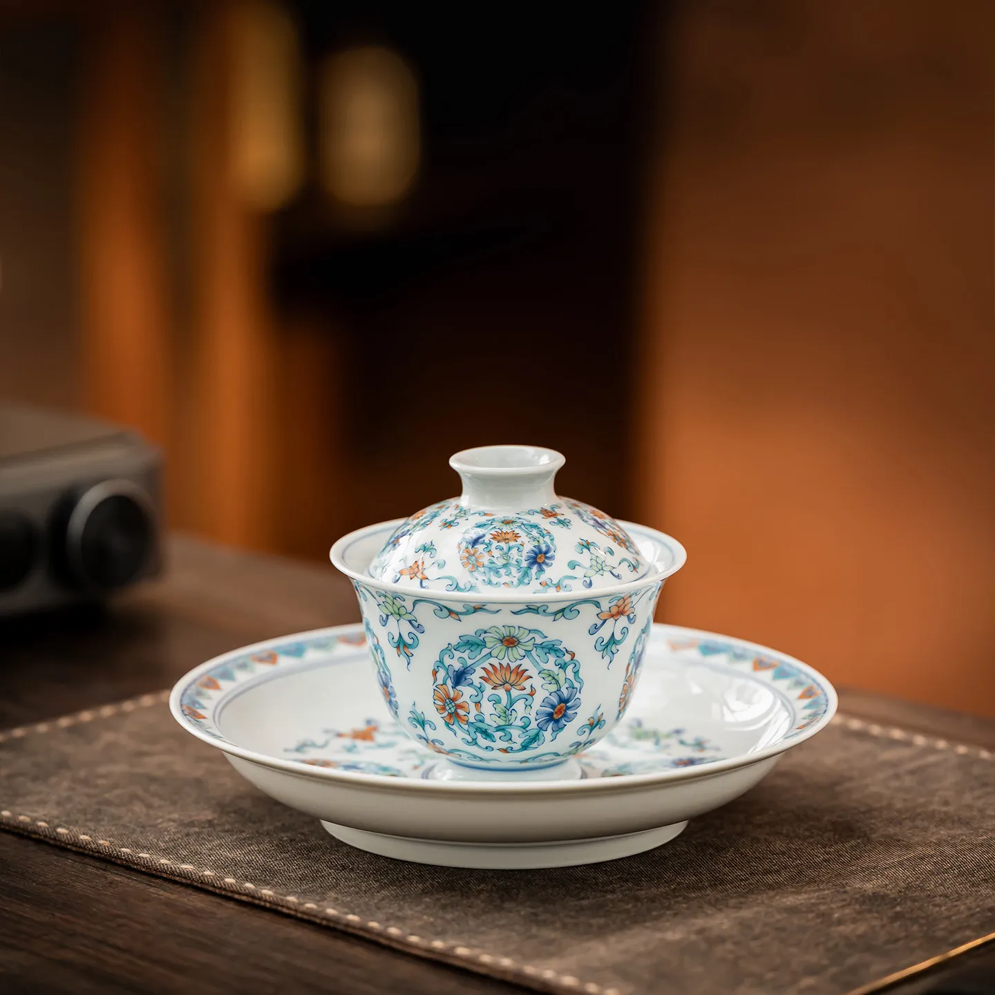 High-End Jingdezhen Blue and White Five-Color Underglaze Two Tureen Not Hot Tea Brewing Bowl Household Ceramic Cup 130ml