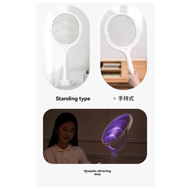 

WORTHOWN-Insulated Safety Fast Charging 5-In-1 Fly Bug Swatter, Adjustable Electric Mosquito Lamp With ABS Racket