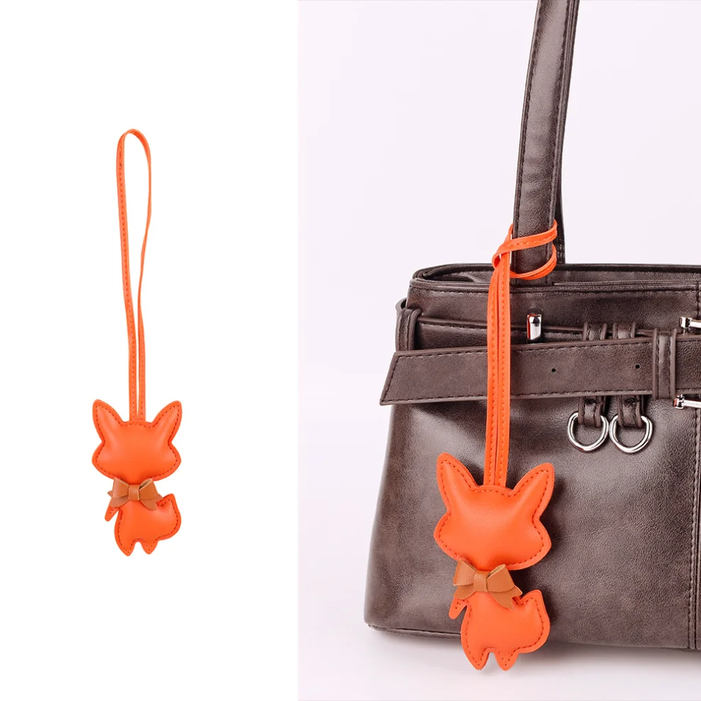 

Fox Keychain PU Leather Animals Keyring Hanging Ornament Backpack Handbag Charm Gift For Men Women Bag Charms