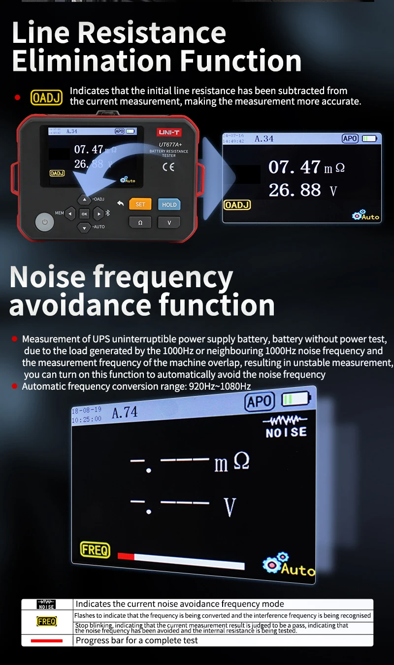 UNI-T UT677A Plus Battery Internal Resistance Tester Voltmeter Digital Bluetooth Data Storage Battery Internal Resistance Meter