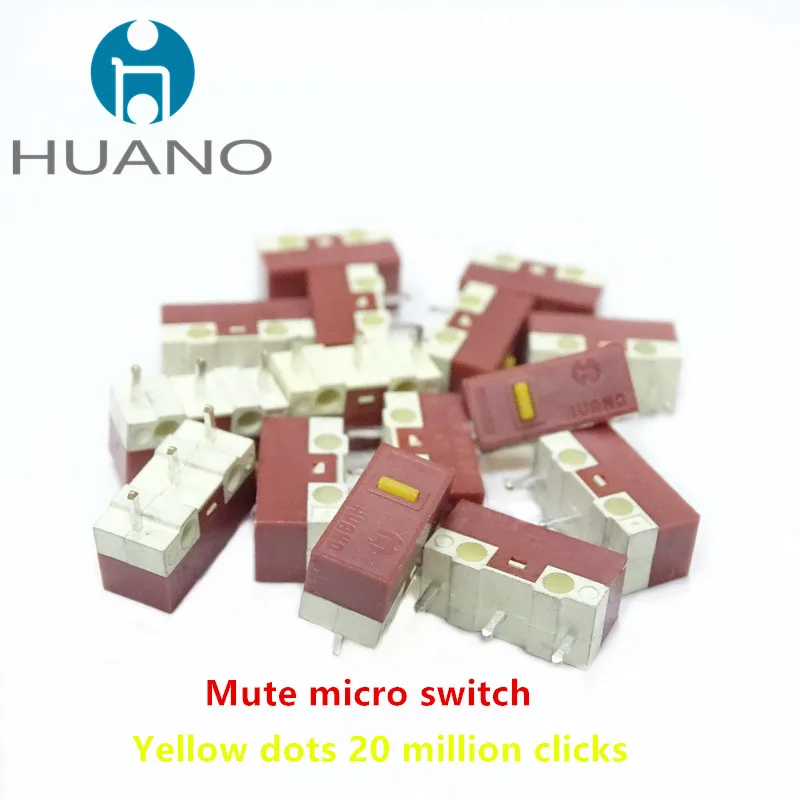 10 шт., бесшумный микропереключатель HUANO, белый, 10 миллионов желтых, 20 миллионов нажатий