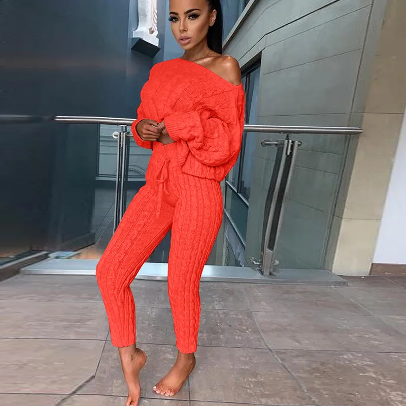 2026 autumn and winter new models, European and American suits, one-word collar woolen trousers, long-sleeved suits, sweaters