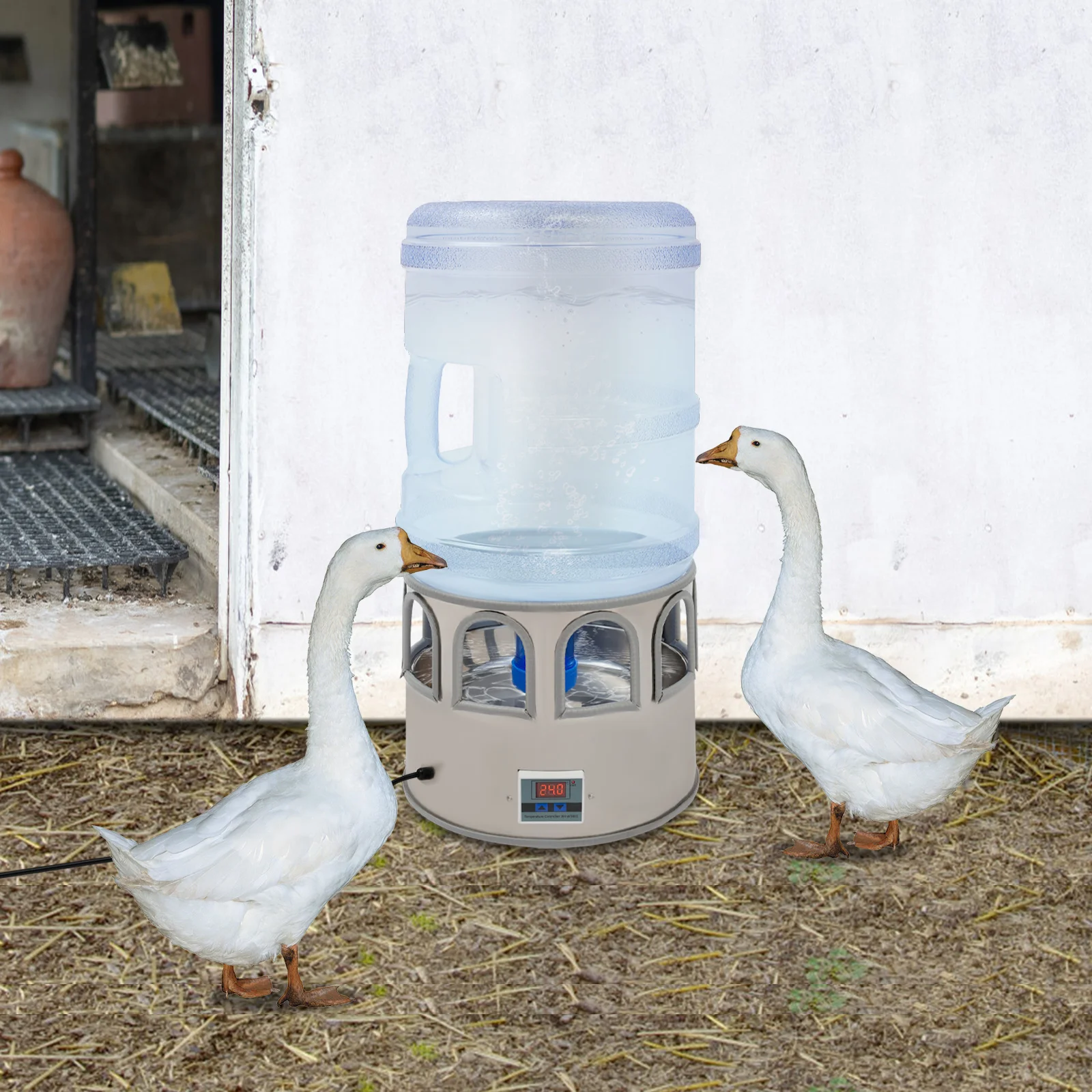 

80W 5 Gallon Chicken Water Heater for Chickens Ducks Pets Adjustable Thermostat Anti-Freeze Auto On/Off 9 Drinking Windows ﻿