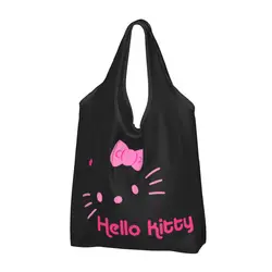 Large Reusable Kawaii Sanrio HelloKitty Cartoon Grocery Bags Recycle Foldable Shopping Tote Bag Washable Lightweight