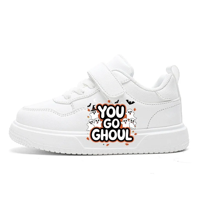 

Children's Casual Shoes with Flat Heels Skull Cartoon Pumpkin Spring and Summer Low-top Velcro Design Walking Vulcanized Shoes