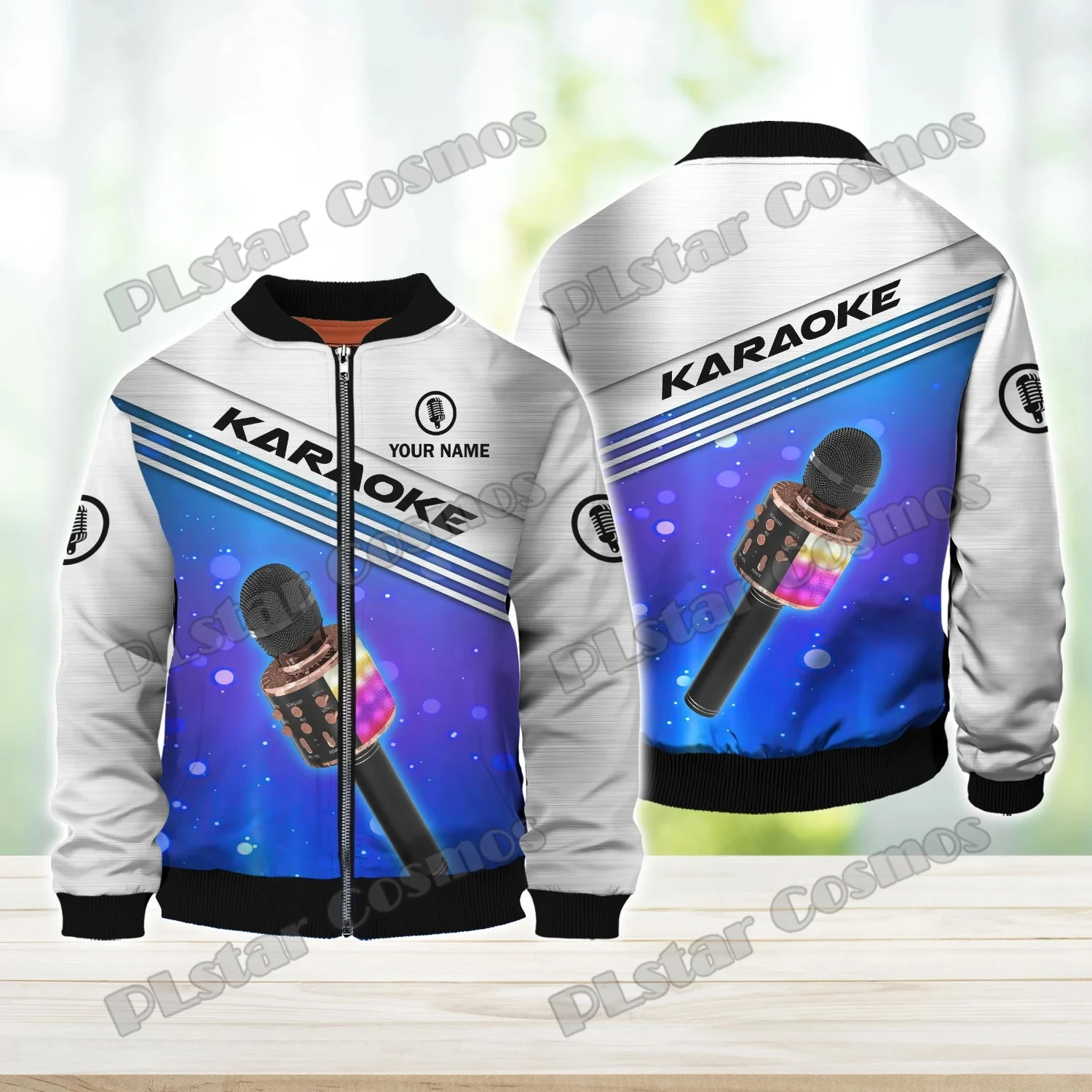 Custom Name Karaoke Pattern Design 3D Printed Fashion Men's Bomber Jacket Winter Unisex Casual Warm Zipper Jackets Coat FJK26