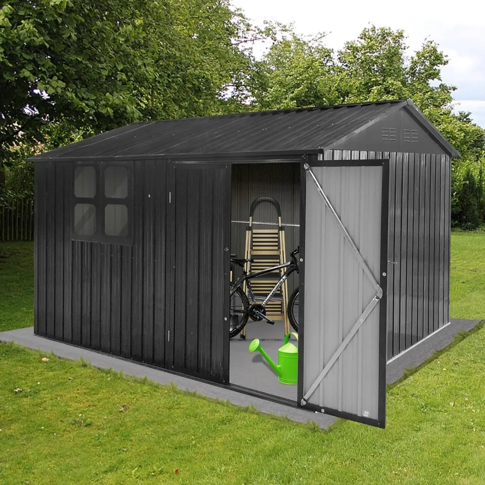 10x8ft Metal Outdoor Storage Shed with Window,Steel Garden Sheds,Lockable Tool Sheds Storage Oversized Tool Sheds with Air Vent