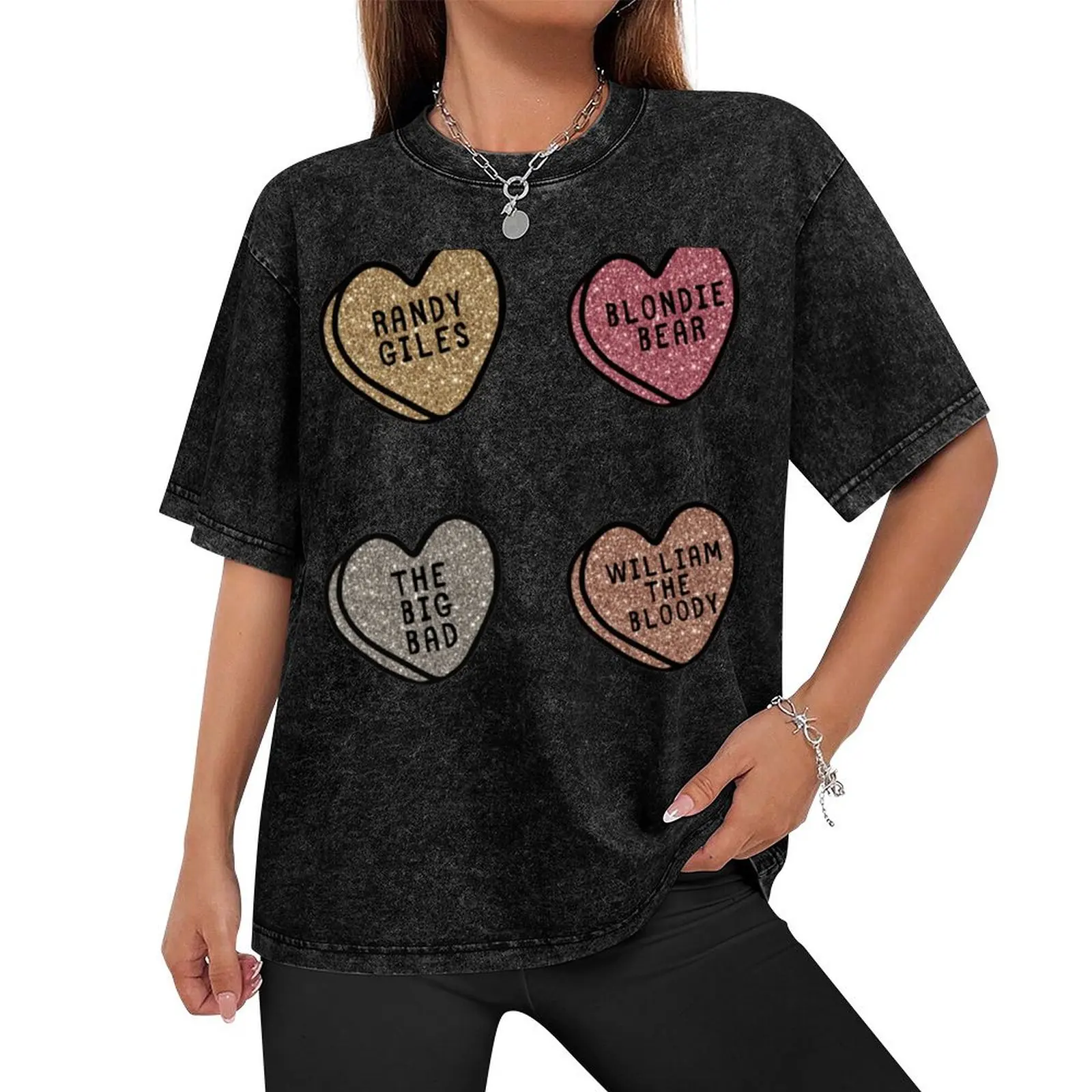 Spike Glitter Hearts Buffy Stickers T-Shirt customs graphics anime t shirts mens cotton t shirts